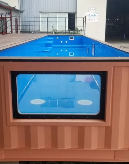 Container de piscina SP02 de 11,8 m com revestimento em fibra de vidro