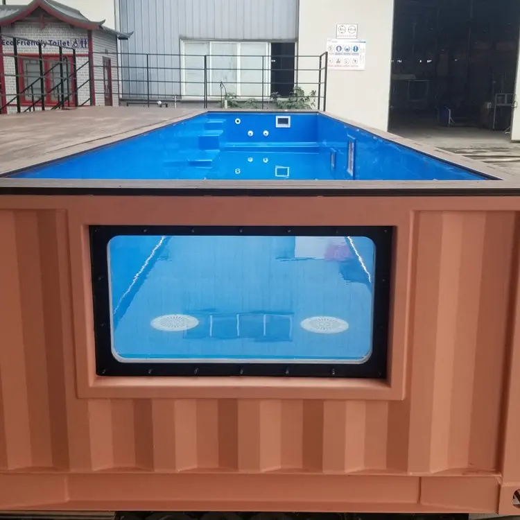 Container de piscina SP02 de 11,8 m com revestimento em fibra de vidro