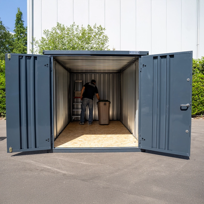 Contentor desmontável 4 x 2 m – Cinza antracite RAL 7016 – Porta dupla - Image 4