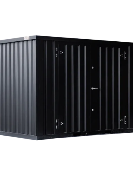 Contentor desmontável preto de 3 x 2 m – Porta dupla lateral de 3 m