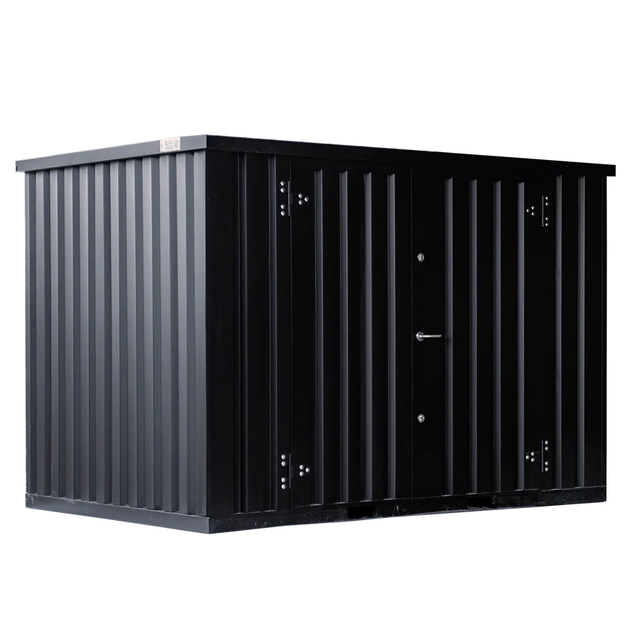Contentor desmontável preto de 3 x 2 m – Porta dupla lateral de 3 m